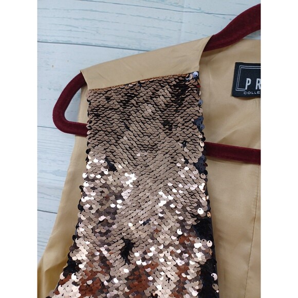 Pronti Collection By Phita Vest Black Gold Tan Sequined Sz L Embellished - Picture 2 of 10